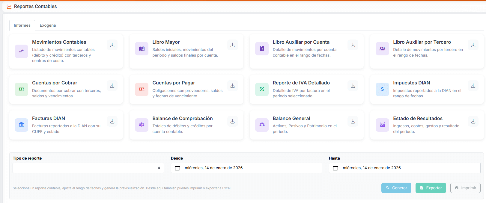 Módulo contable GridPOS