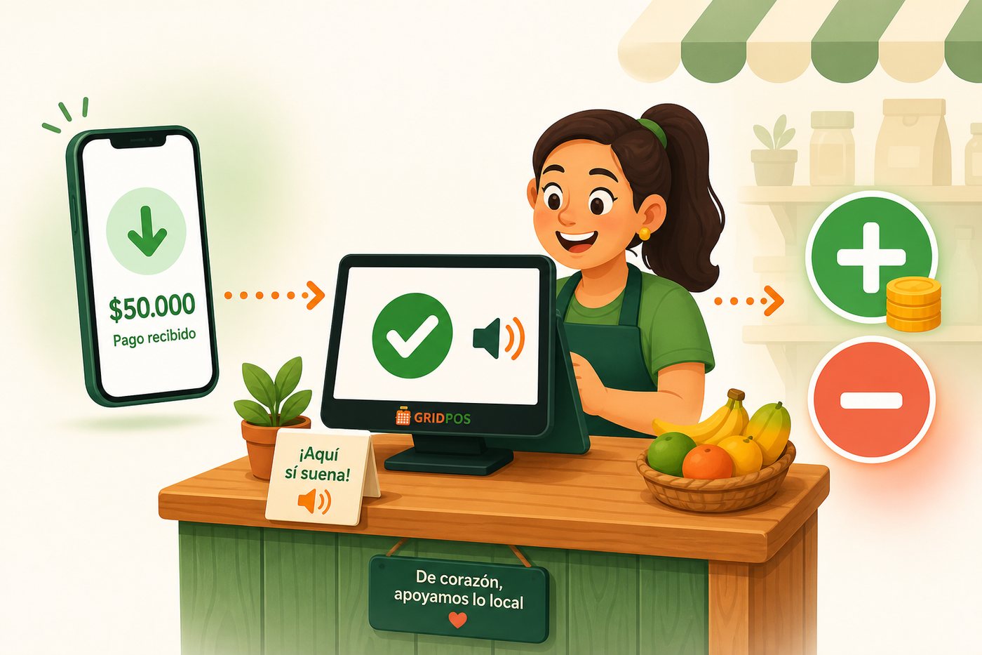 Verificador de pagos GridPOS: llega una transferencia, suena en caja y se confirma